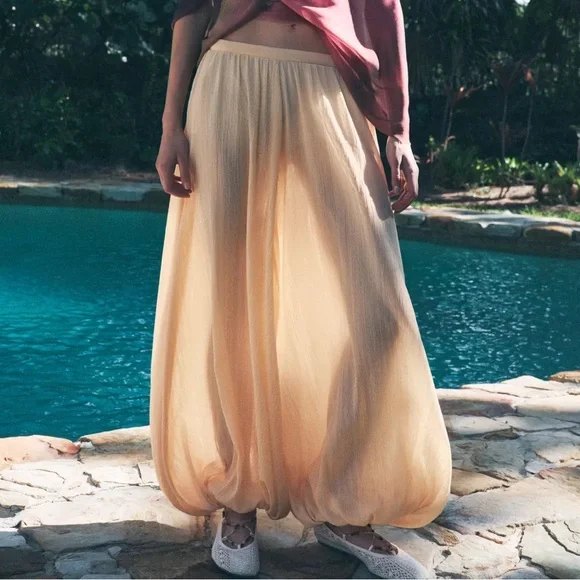 Zara Cream Wide-Leg Pants